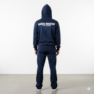 Sudadera con capucha y pantalones deportivos Ranzia personalizados de talla grande, ecológicos, con pedrería, cremallera completa, bordado desgastado y parches - Product Image 4