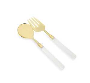 Simple Design Gold Plated Metal Handle Salad Server Eco-Friendly Stainless Steel Salad Server Dishwasher Safe <b>Serving</b> <b>Spoon</b> - Product Image 5