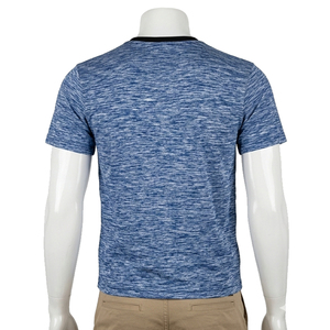 <b>Men's</b> Blue Marled Short Sleeve T-Shirt O-Neck Regular Fit Knitted Casual Solid Color Design - Product Image 2