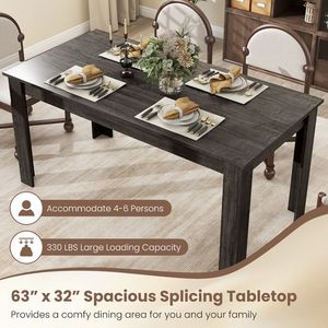 Tavolo da Pranzo Rettangolare Moderno da 63 Pollici per Cucina e Interni Contemporanei - Product Image 4