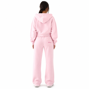 Conjunto Deportivo Rosa para Mujer al por Mayor: Chaqueta Corta con Cremallera y Pantalones Anchos, Ropa Deportiva Casual, OEM, Logotipo Personalizado, Marca Privada - Product Image 2