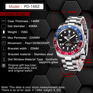Relojes Hombre Original Pagani Design 1662 Jubilee Straps Mens Automatic Wrist Watch GMT Luxury Brand Mechanical Watches for Men - Product Image 3