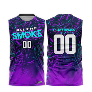 Maillot de basket-ball imprimé par sublimation, polyester respirant, uniforme unisexe pour adultes, noir bleu 00 Playername - Product Image 6