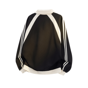 เสื้อสเวตเชิ้ตคอปกโปโลสไตล์วินเทจแบบยูนิเซ็กซ์สำหรับผู้ชาย รุ่น OEM สั่งทำพิเศษ ทรงโอเวอร์ไซส์ แขนยาว ลายทางสไตล์รถแข่ง - Product Image 2