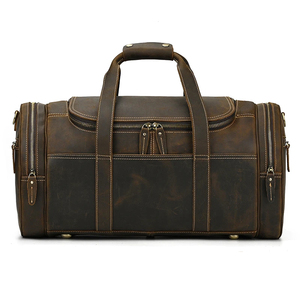 Sac de voyage en cuir pour homme, fermeture éclair, durable, marron - Product Image 4