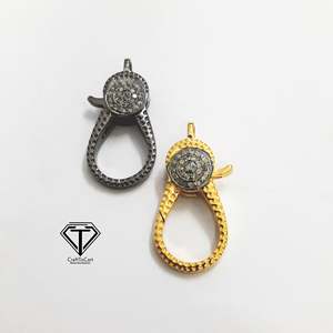 ตัวล็อกแบบก้ามปูประดับเพชรเม็ดเล็ก ชุบเงินแท้ 925 งานแฮนด์เมด - Product Image 1