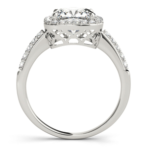 Anillo de Compromiso con Halo de Diamantes Cultivados en Laboratorio, Corte Clásico, Chapado en Rodio, Certificado por IGI, en Oro de 10K, 14K, 18K, Plata 925, 935 - Product Image 4