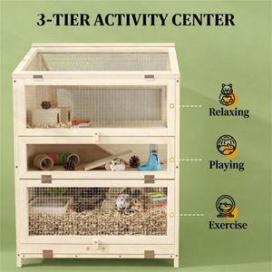 กรงสัตว์เลี้ยงขนาดเล็ก กรงแฮมสเตอร์ไม้สำหรับสัตว์เลี้ยง - Product Image 2