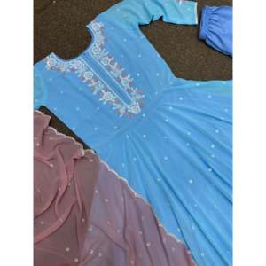 Vestido Anarkali Azul de Diseñador HK con Dupatta, Talla 2XL, Ropa India y Pakistaní para Fiestas, Estilo Pent - Product Image 2