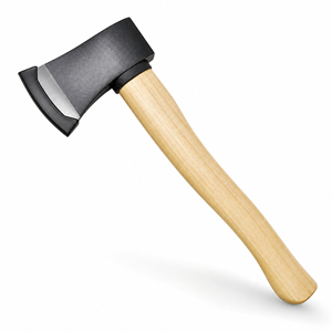 Hacha para partir leña de doble hoja forjada a mano de grado industrial con hoja de acero inoxidable y mango de madera natural para uso en exteriores - Product Image 1