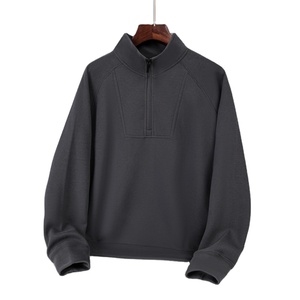 Sweat-shirt col roulé mi-zippé surdimensionné personnalisé en polyester et coton de haute qualité pour hommes, style vintage, vente en gros - Product Image 1