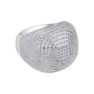 Moissanite Round Diamond Hip Hop Cocktail <b>Ring</b> 925 Sterling <b>Silver</b> Bustdown For <b>Mens</b> Anniversary Party Gift For Friends - Product Image 4