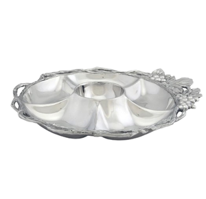 Chip & <b>Dip</b> Metal Designer Aluminum Tray Home and Wedding Usage Dual Compartment Serving Tray Polished Metal Minimalist Design - Product Image 6