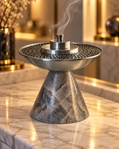 Quemador de incienso de resina de lujo con cono, cuenco árabe de acero inoxidable Jali, moderno soporte para incienso Oud para el hogar islámico - Product Image 3