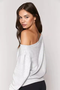 Women's <b>Off</b>-<b>Shoulder</b> Sweatshirt Pullover Eco-Friendly Breathable Anti-Wrinkle Streetwear Loose <b>Long</b> <b>Sleeve</b> Solid Color Machine - Product Image 2