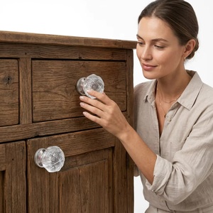 Beads Art <b>Crystal</b> Glass Modern Cabinet <b>Knob</b> Handle Durable Eco-Friendly Adjustable Multi-Function for Home Office Furniture - Product Image 2