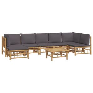 Juego de Muebles de Jardín de Bambú con Cojines Gris Oscuro - Product Image 3
