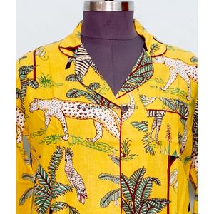 ชุดเดรสลำลองสไตล์กิโมโน แขนกว้าง พิมพ์ลายป่า คอวี ยาวระดับเข่า ผ้าฝ้าย 100% สีชมพู สีฟ้า ลายดอกไม้ ติดกระดุม มีเข็มขัดผูกเอง - Product Image 3