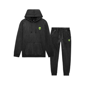 Embroidery Washed Sweatsuit <b>Set</b> Hoodie Jogger Soft Fleece Relaxed Fit Lounge Mens - Product Image 1