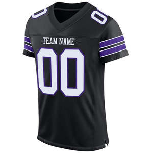 Customizable American Football Jersey Men's Black <b>Gold</b> Mesh Breathable Short Sleeve Sublimated Print Team Numbers Back Logo - Product Image 4