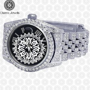 Montre de luxe Charm Jewells en acier inoxydable, boîtier 40 mm, mouvement mécanique analogique, mode masculine, accents de diamants, date automatique, étanche - Product Image 5