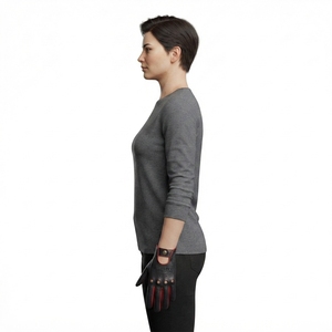 Gants de conduite unisexes en cuir perforé noir et rouge avec fermeture à bouton-pression pour le printemps, l'été et l'automne - Product Image 3
