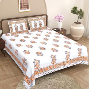 ผ้าปูที่นอนผ้าฝ้าย 100% ปลอกหมอน ผ้าคลุมเตียง ของตกแต่งบ้าน ลายพิมพ์ชาติพันธุ์ ลายบล็อกพิมพ์ ผ้าปูที่นอนผ้าฝ้ายขนาดคิงไซส์ และปลอกหมอน - Product Image 2