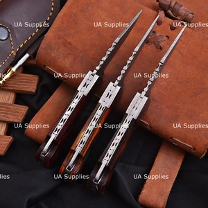 Couteaux pliants à lame droite en acier Damas à pointe clip, manche en bois, personnalisables OEM/ODM, vente chaude, directement de l'usine, EDC - Product Image 6