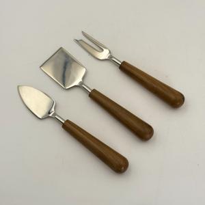 Juego de herramientas para cortar queso de acero inoxidable más vendido con mango de madera, juego de cuchillos y espátulas para queso, cubertería de mesa plateada - Product Image 3