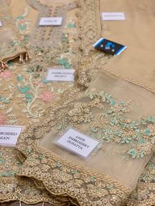 2023 High Quality <b>Beige</b> Chiffon Silk Salwar Kameez Viscose Hand Work and Embroidery Pakistani/Indian Style Hot Selling <b>Dress</b> - Product Image 5