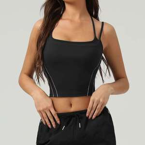Soutien-gorge de sport sans coutures pour femme, dos nageur, col ras du cou, maintien moyen, pour yoga et fitness, couleur unie, respirant, séchage rapide, anti-transpiration - Product Image 2