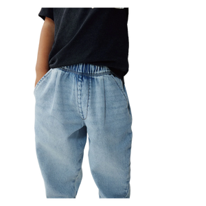 Boys Light Blue Wide Leg Denim <b>Jeans</b> Mid <b>Waist</b> Loose Fit Breathable Casual Spring Summer Autumn Wear Cotton Acid Wash Style - Product Image 2