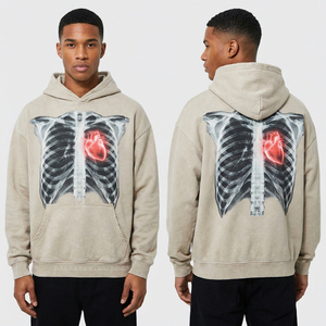 เสื้อฮู้ดดี้ผู้ชายสไตล์มินิมอลสุดหรู ผ้าฝ้ายเฟรนช์เทอร์รี่ 100% ผ่านการซักก่อนส่ง ปักโลโก้ตามสั่ง ความหนาแน่นสูง - Product Image 2