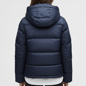 Veste d'hiver courte et brillante à capuche, style streetwear personnalisé, avec fermeture éclair classique, pour femme, en duvet et tricoté, en promotion - Product Image 5