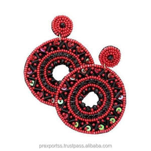 Pendientes de declaración con cuentas hechos a mano negros, joyería de gota redonda para mujer, venta al por mayor - Product Image 3