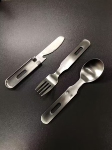 <span class=keywords><strong>Set</strong></span> di posate tre in uno da esterno: coltello, forchetta e cucchiaio, portatile per campeggio ed escursioni - Product Image 5