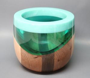 Tazón Artesanal de Resina Epoxi y Madera de Acacia, Libre de BPA, Ecológico, con Base de Madera Sólida, Diseño de Fusión de Resina para Interiores Modernos - Product Image 3