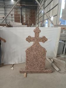 Lápida de Granito Marrón Nuevo de Rumania con Forma de Cruz Celta Ortodoxa para Dos Personas - Product Image 4