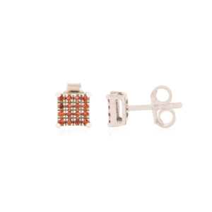Pendientes con piedras preciosas de zafiro naranja natural, diseño sencillo, forma cuadrada, para hombres y mujeres, joyería fina - Product Image 3