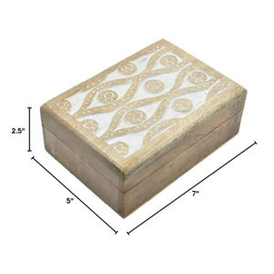 Coffret de rangement en bois économique pour petits accessoires, bagues, boucles d'oreilles, souvenirs, design décoratif sculpté à la main Aaliyan - Product Image 3
