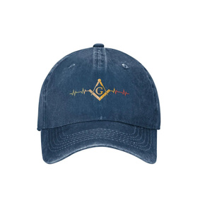 Casquette de baseball Master Mason Blue Lodge avec broderie personnalisée réglable motif équerre et compas - Product Image 1