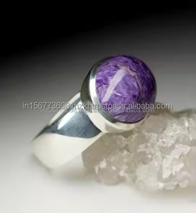 แหวนเงินสเตอร์ลิง925อัญมณีชาร์ไรต์สีม่วงสวยงามของขวัญแต่งงานแบบคลาสสิกสำหรับคลาสสิก - Product Image 2