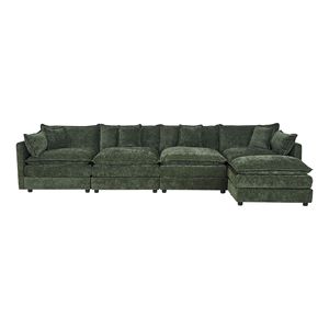 Divano Chaise Longue Verde a 4 Posti con 1 Poggiapiedi 2187 - Product Image 1