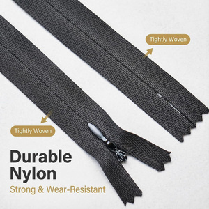 Black Close-End Nylon Zipper Heavy Duty Durable Garment Accessory for <b>Dresses</b> Skirts and Apparel Manufacturing - Product Image 4