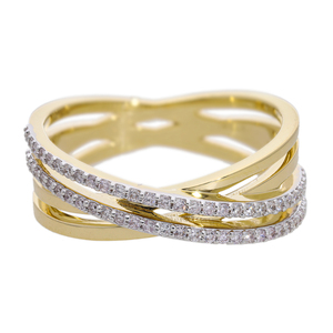 แหวนทองคำขาว 14K ชุบโรเดียม ดีไซน์ไขว้ ประดับเพชรทรงกลมเจียระไนแบบ Pave-Set ของขวัญสุดคลาสสิกสำหรับผู้หญิง - Product Image 6