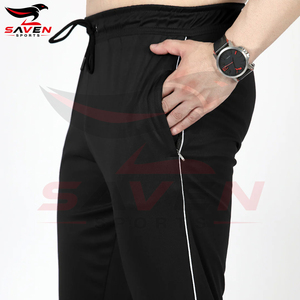 <b>Men's</b> Black Sweatpants With Side Stripe Elastic Waist Drawstring Casual Joggers, Top Quality Product Gym Fitness Wear Trousers - Product Image 6