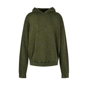 เสื้อฮู้ดดี้โอเวอร์ไซส์ผู้ชาย สีดำล้วน ผ้าฝ้าย 100% เฟรนช์เทอร์รี่ สวมใส่สบายๆ สำหรับฤดูใบไม้ร่วง - Product Image 2