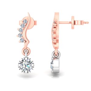 Pendientes de Oro Sólido de 10k, 14k, 18k con Diamante Cultivado en Laboratorio de Corte Redondo, Diseño Minimalista, para Regalo, Fiesta, Aniversario y Uso Diario - Product Image 2
