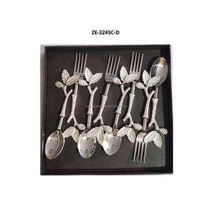 Cubiertos de acero inoxidable con mango negro, cubiertos de Metal con acabado duradero de 30 piezas para bodas y estuche compacto decorativo de exportación - Product Image 2