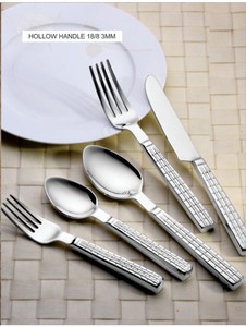 Juego de cubiertos de acero inoxidable con acabado martillado, cuchara, tenedor, cuchillo, elegante vajilla para hoteles y restaurantes - Product Image 5